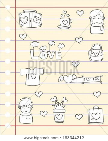 Love design papaer of doodles hand draw