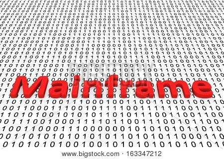 Mainframe as binary code background 3D illustration
