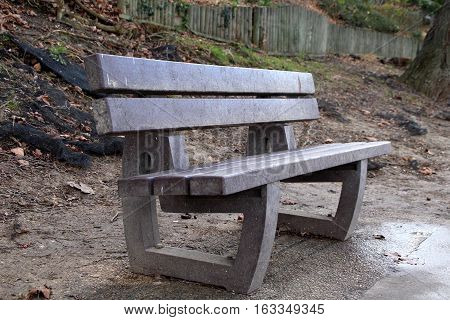 close up on a bench in a park