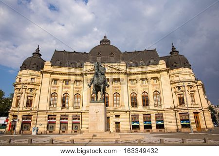 BUCHAREST ROMANIA - SEPTEMBER 3 2016: THE UNIVERSITY OF BUCHAREST IS ONE OF THE MOST IMPORTANT INSTITUTIONS OF HIGHER EDUCATION IN ROMANIA