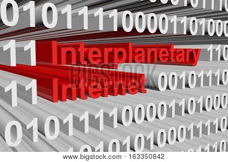 Interplanetary Internet as binary code 3D illustration