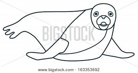 The figure of the seal. Line icon. Vector drawing of a series of Arctic animals. The element for the logo and design