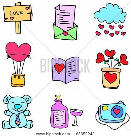 Collection stock of object love doodles vector art