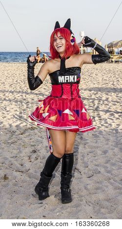 QUARTU S.E., ITALY - August 2, 2015: Beach Cosplay Party - costume parade held at the Marlin Club of Poetto Beach - Sardinia