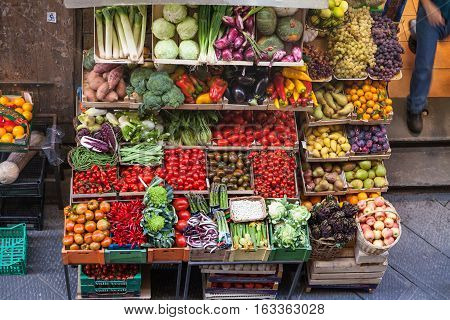 Above View Boxes With Fresh Fruits And Vegetables