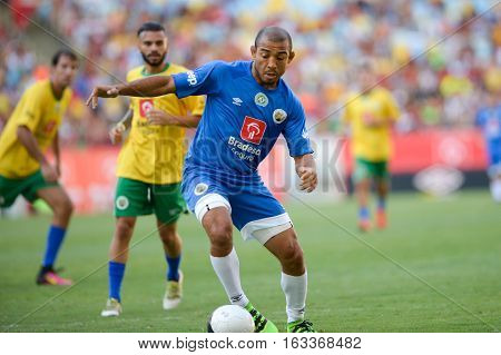 Rio de Janeiro Brazil - december 28 2016: Fighter Jose Aldo during game of the stars closing the calendar of Brazilian football brings together artists musicians and famous players in the stadium of Maracan