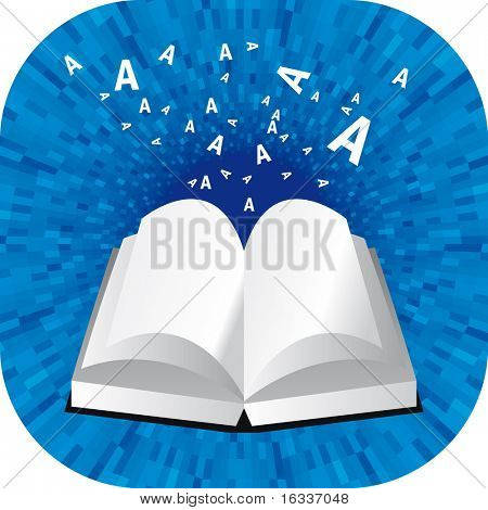 Vector Book icon with blue shine background