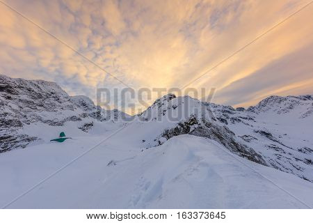 beautiful sunset in the Fagaras Mountains Romania