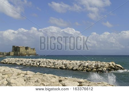 Napoli, Italy. Castel dell'Ovo photographed from Via Caracciolo.