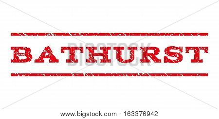 Bathurst watermark stamp. Text caption between horizontal parallel lines with grunge design style. Rubber seal stamp with dirty texture. Vector intensive red color ink imprint on a white background.