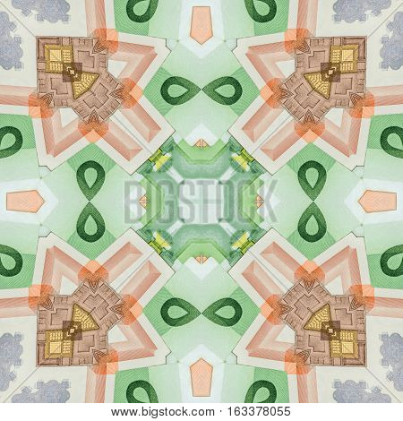 kaleidoscopic effect with euro biils as background
