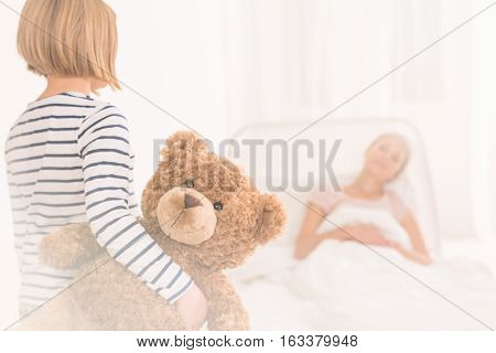 Child Visiting Mother At Hospital