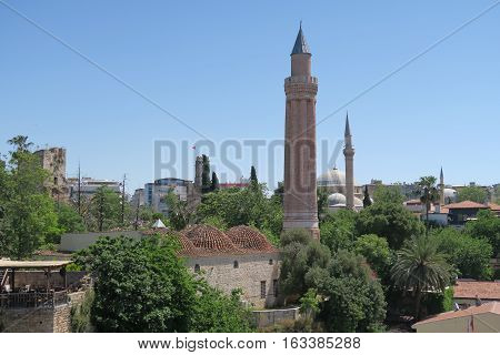 Yivli Minare Mosque, the Famous Landmark in Antalyas Oldtown Kaleici, Turkey