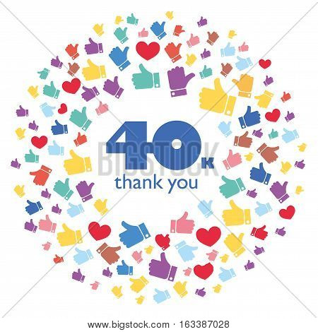 Vector pattern of colored likes 40K subscribers
