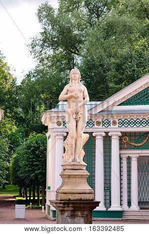 PETERHOF, RUSSIA - 15.08.2008: Fountain Eva in the lower park of Peterhof, Russia. Former residence of the Russian monarchs.