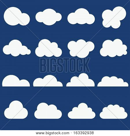 Vector illustration of simple clouds, design collection