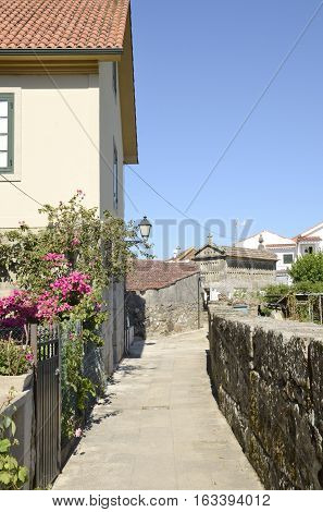 Way in Combarro a village of the province of Pontevedra in the Galicia region of Spain.