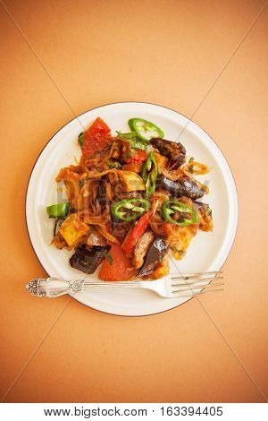 ajapsandali georgian dish of eggplant and meat