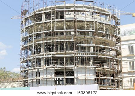 modern architecture in construction on the beach