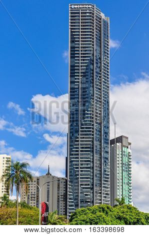 BRISBANE, AUSTRALIA - SEPTEMBER 9, 2012: The skyscraper Meriton Hotel Building in Brisbane Australia