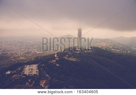 Barcelona Catalonia Spain - October 02 2016: Television Tower Torre De Collserola
