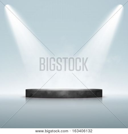 Illuminated Festive Stage Podium Scene for Award Ceremony. Vector illustration