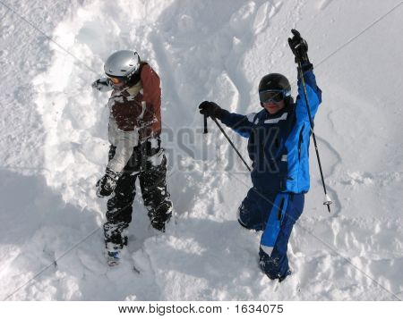 Snowboard e esqui