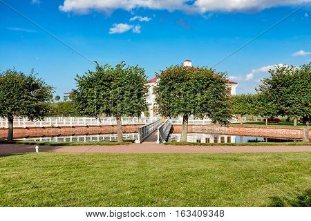 Palace Marli in Petergof Lower Park near a pond - Russia