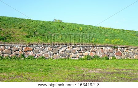 Wall of Old Korela fortress in the town of Priozersk Russia.