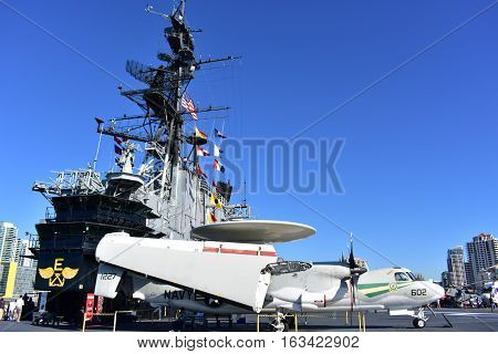 San Diego, California - Usa - Dec 04,2016 - Aircraft 602 Uss Midway Museum