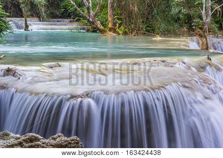 the kuang Si Waterfalls Luang Phrabang Laos.