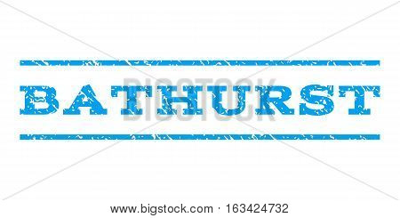 Bathurst watermark stamp. Text caption between horizontal parallel lines with grunge design style. Rubber seal stamp with scratched texture. Vector blue color ink imprint on a white background.