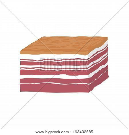 Smoked piece of lard. bacon. Vector illustration in flat style