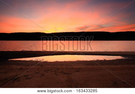 Dusk Light At Lake Burralow Penrith