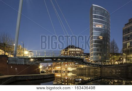 Temple Quay Bridge in Bristol by night Bristol England UK