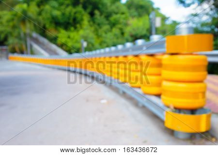 Blurry shot of road blocks or road fence in Pataya Thailand.