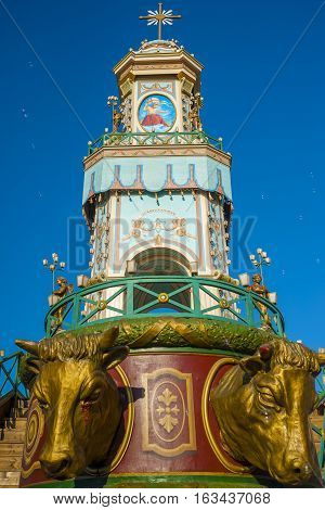 Triumphal chariot during the celebrations in honour of St. Michel the patron saint of Terlizzi apulia - Italy.