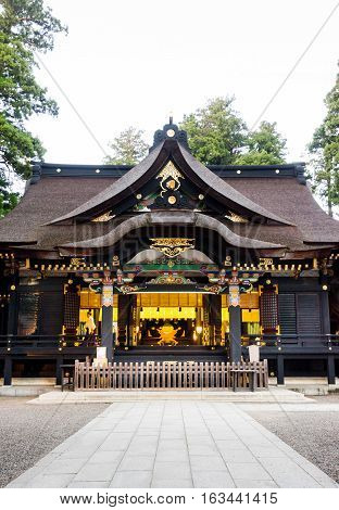 Katori jingu shrine in green forest. the history culture heritage in Chiba Prefecture Japan
