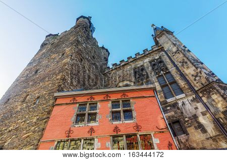 Historic Building And Granus Tower In Aachen