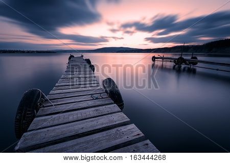 The Blue hour at Port Byala, near the city of Varna, Bulgaria