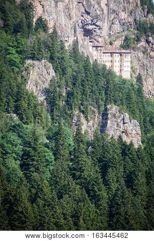 Color image of the Sumela monastery in Turkey.