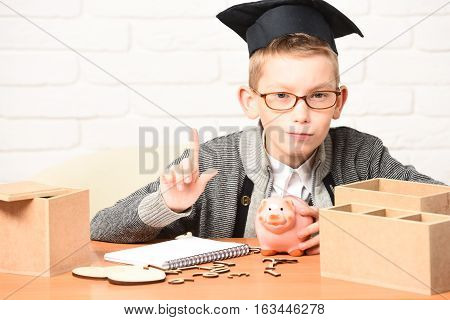 Young Cute Little Pupil Boy