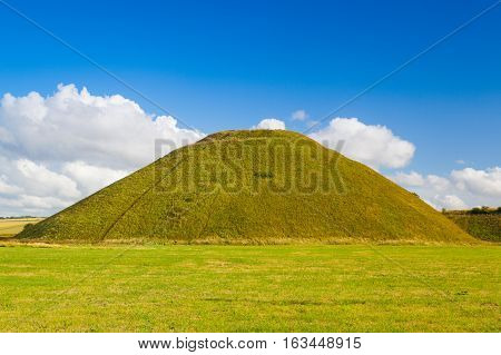Silbury Hill prehistoric artificial chalk mound near Avebury in the English county of Wiltshire