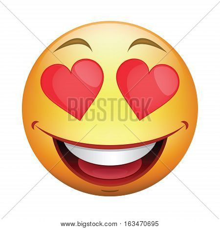 love smiley icon. cartoon illustration emoticon with eyes as hearts. Vector.