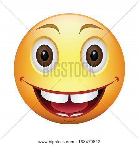 Cartoon happy smiley. Color yellow emoticon illustration. Vector
