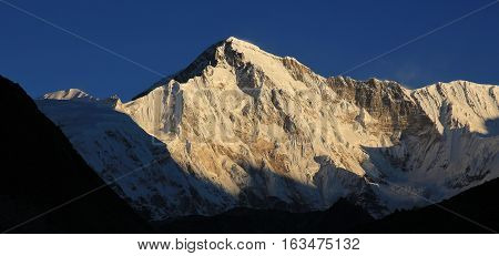 Sixth highest mountain of the world. Snow capped Cho Oyu view from Gokyo.