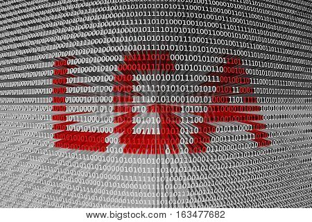 LGA in the form of binary code, 3D illustration