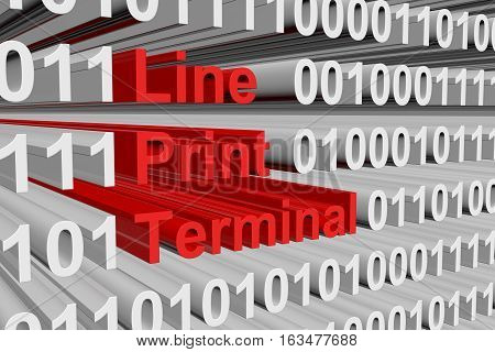 Line Print Terminal in the form of binary code, 3D illustration