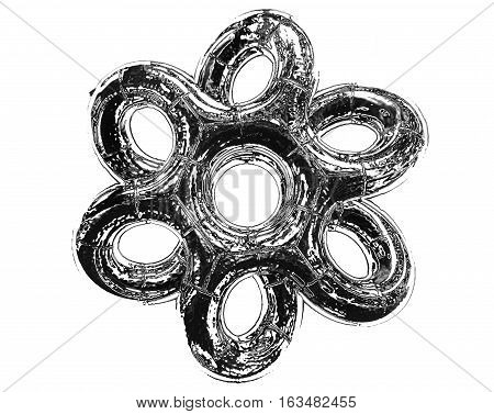 Interesting black abstract geometric figure on the white background sketch