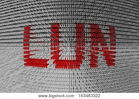 LUN in the form of binary code, 3D illustration